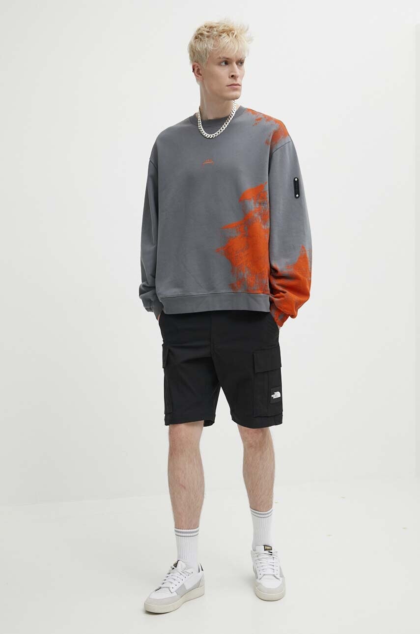Бавовняна кофта A-COLD-WALL* Brushstroke Crewneck чоловіча колір сірий з принтом ACWMW184
