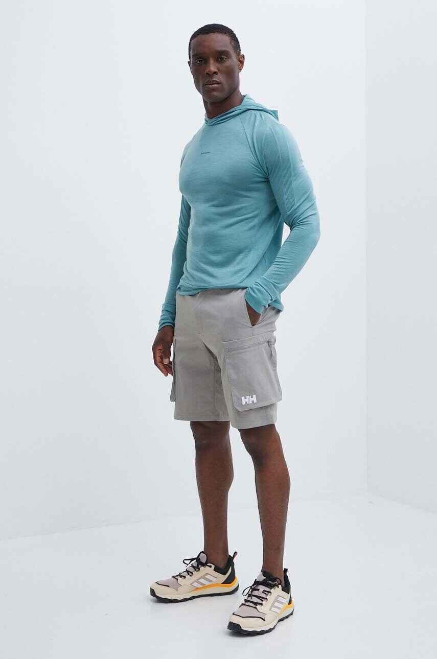 Спортивна кофта Icebreaker 125 Cool-Lite Merino Blend Sphere колір зелений з капюшоном однотонна IB0A56EUA751
