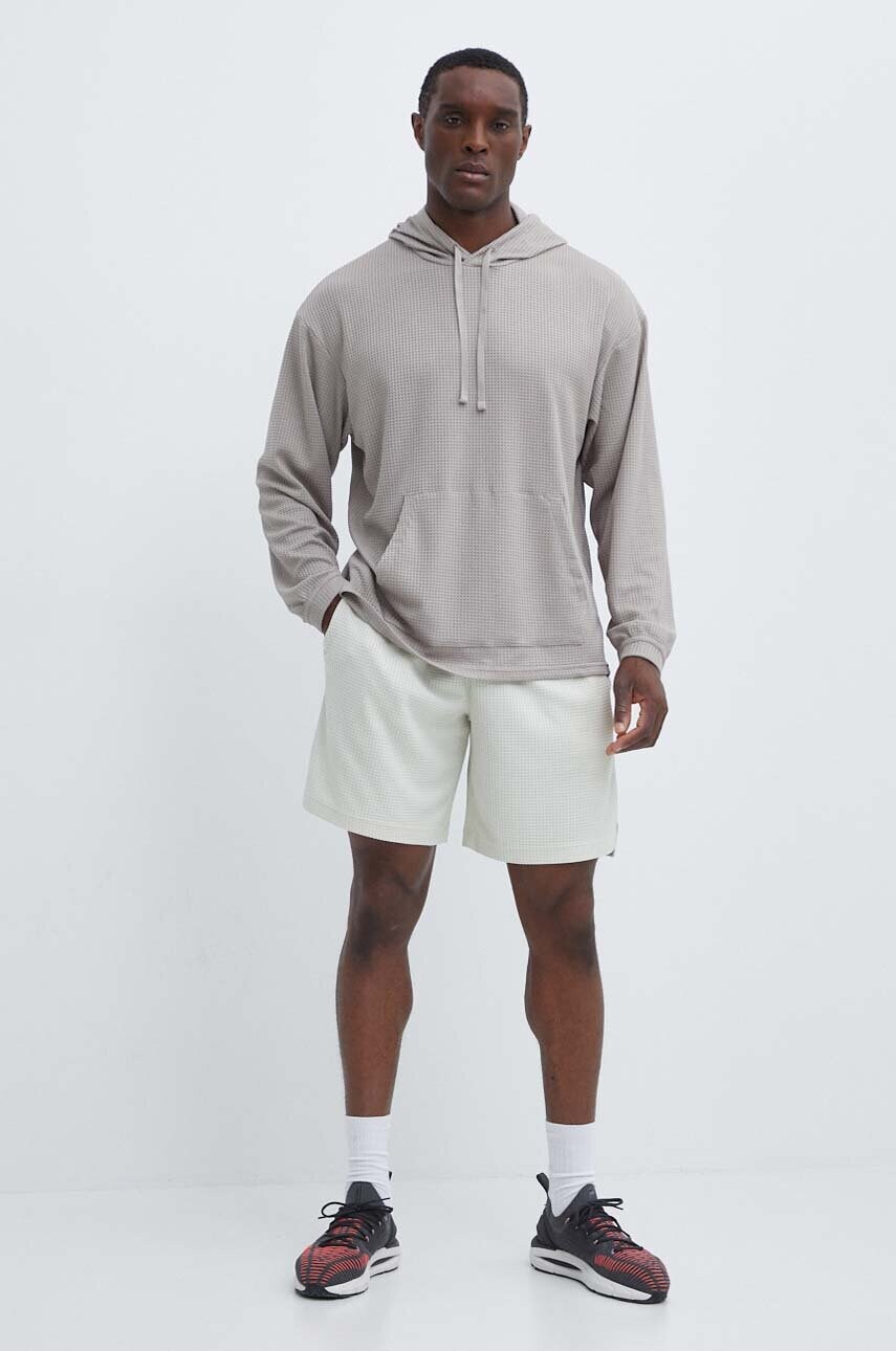 Кофта Under Armour чоловіча колір бежевий з капюшоном однотонна