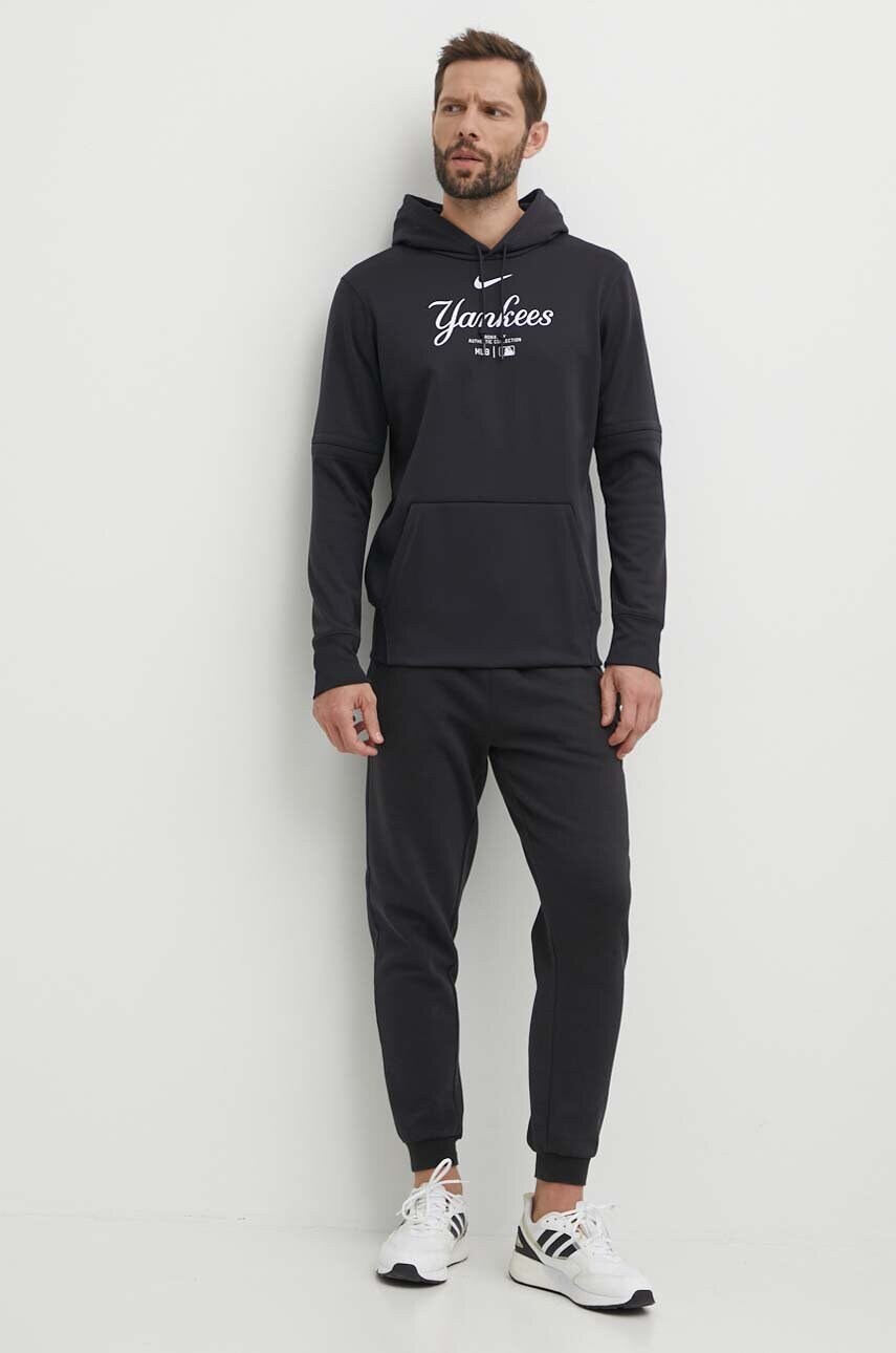 Кофта Nike New York Yankees чоловіча колір чорний з капюшоном з принтом
