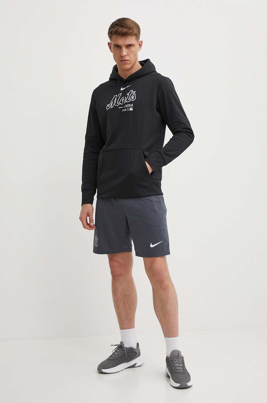 Кофта Nike New York Mets чоловіча колір чорний з капюшоном з принтом