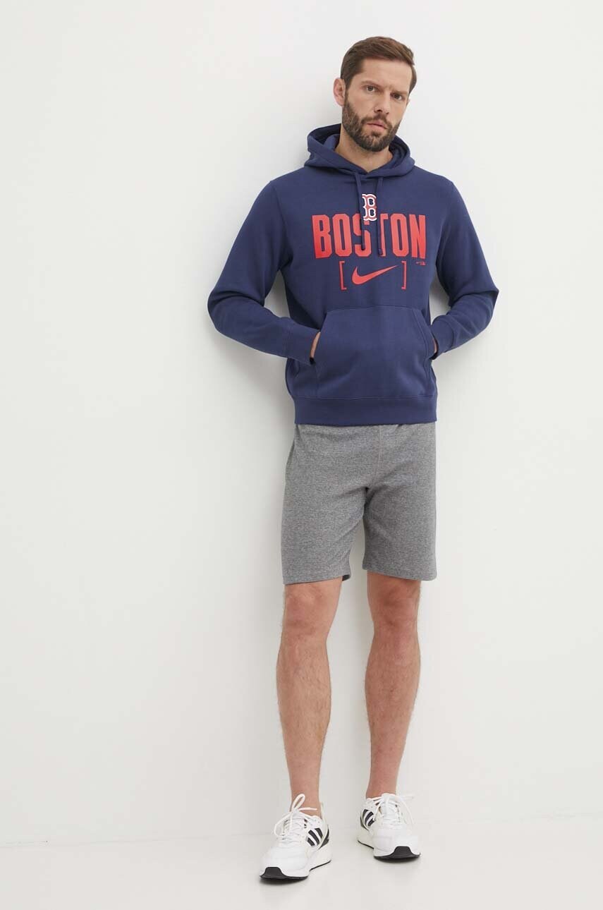 Кофта Nike Boston Red Sox чоловіча колір синій з капюшоном з принтом