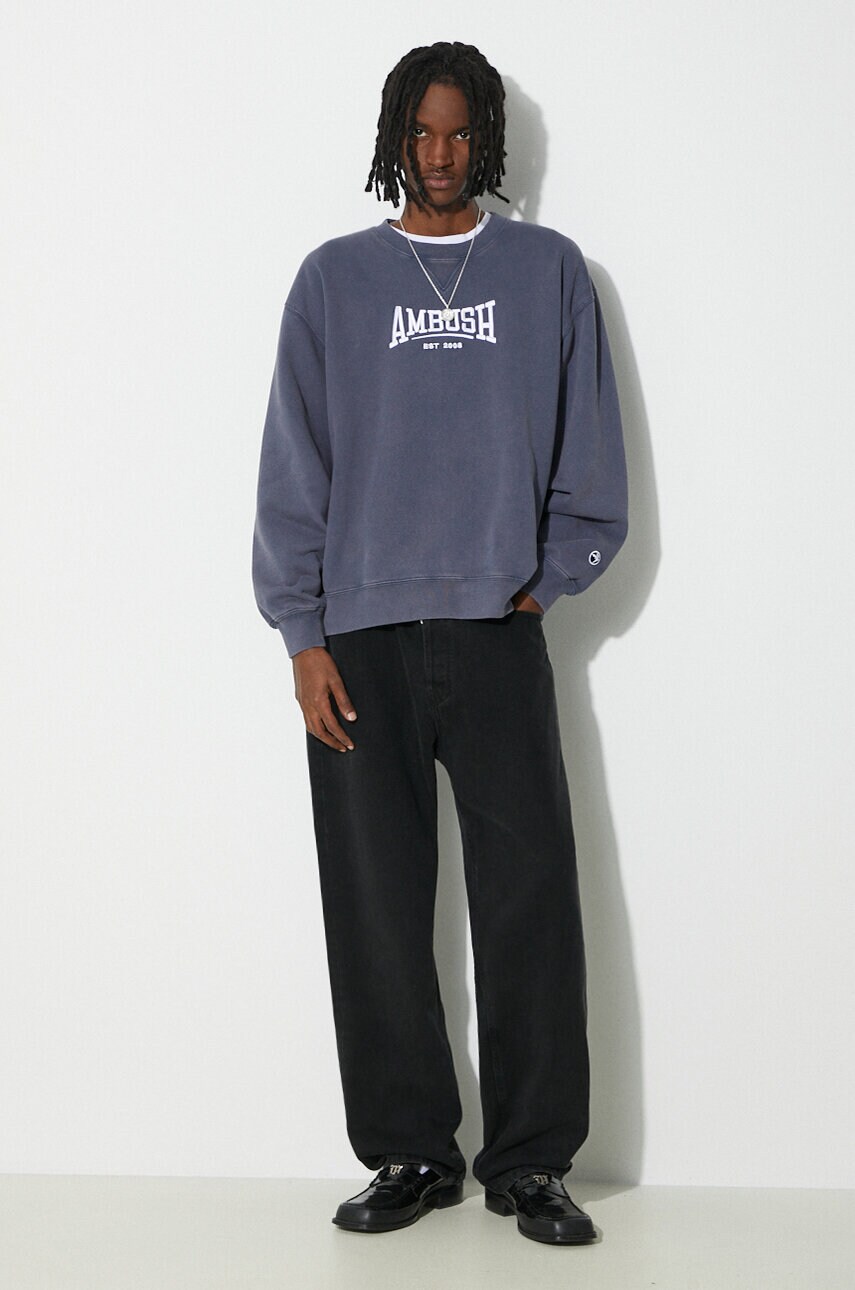 Бавовняна кофта AMBUSH Graphic Crewneck Insignia чоловіча  з аплікацією BMBA001S24FLE