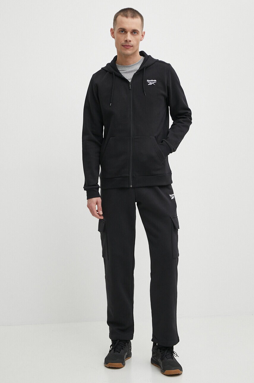 Кофта Reebok Identity чоловіча колір чорний з капюшоном однотонна 100202857