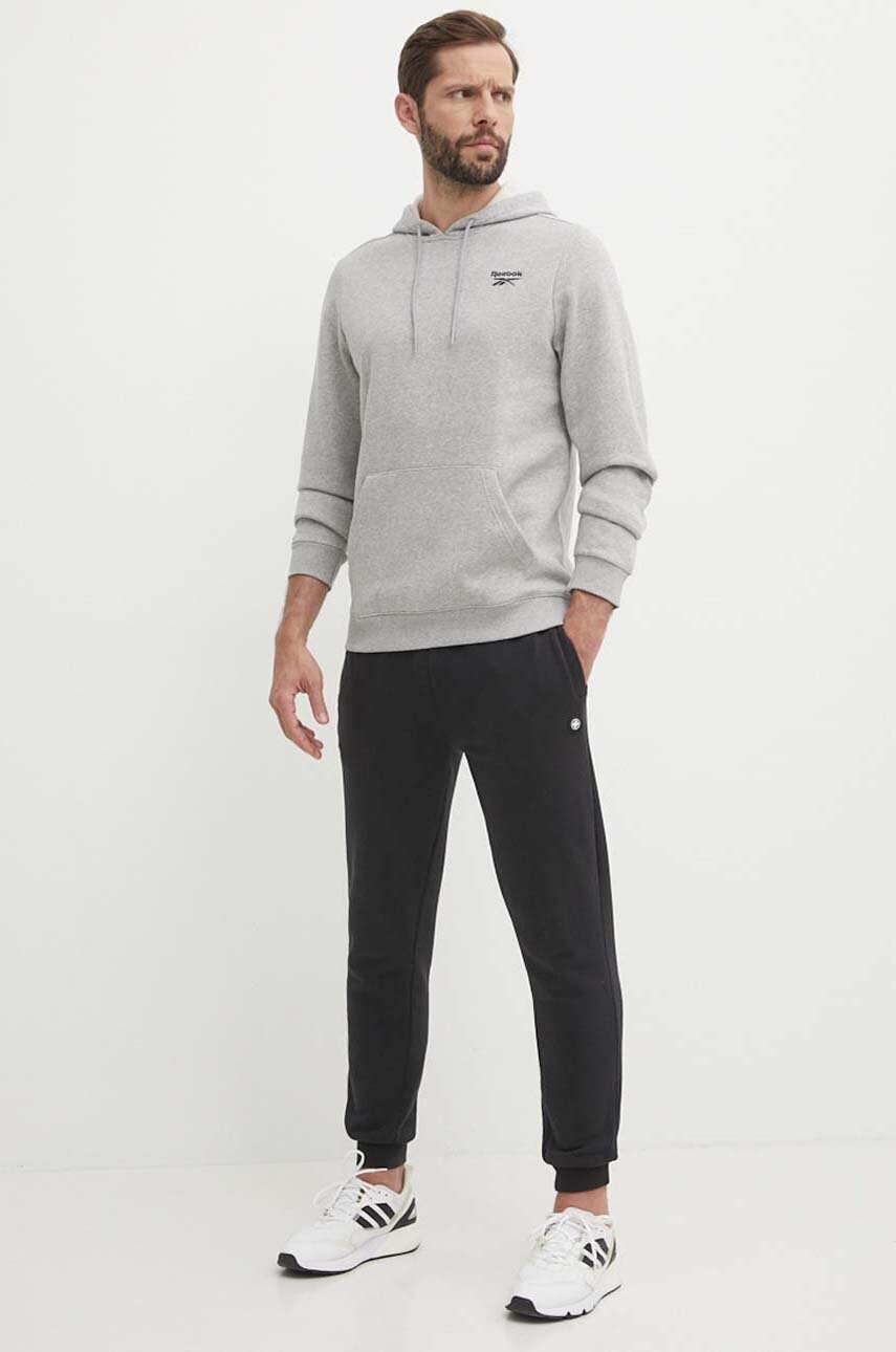 Кофта Reebok Identity чоловіча колір сірий з капюшоном меланж 100202875