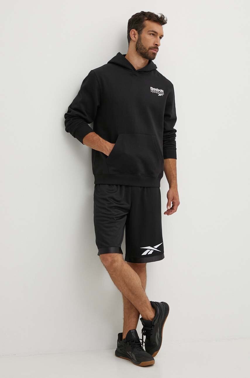 Кофта Reebok Brand Proud чоловіча колір чорний з капюшоном з принтом 100076385