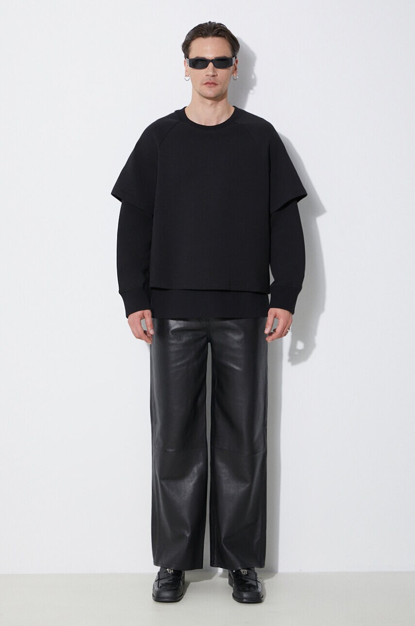 Кофта Neil Barrett Slim Dropped Shoulder Double Layer Sweatshirt чоловіча колір чорний однотонна MY72251R-Y501-001N