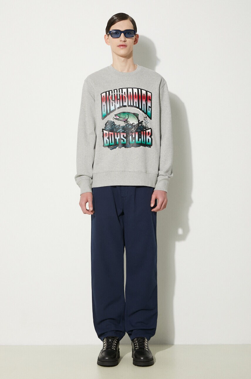 Бавовняна кофта Billionaire Boys Club Big Catch Crewneck чоловіча колір сірий з принтом B24230