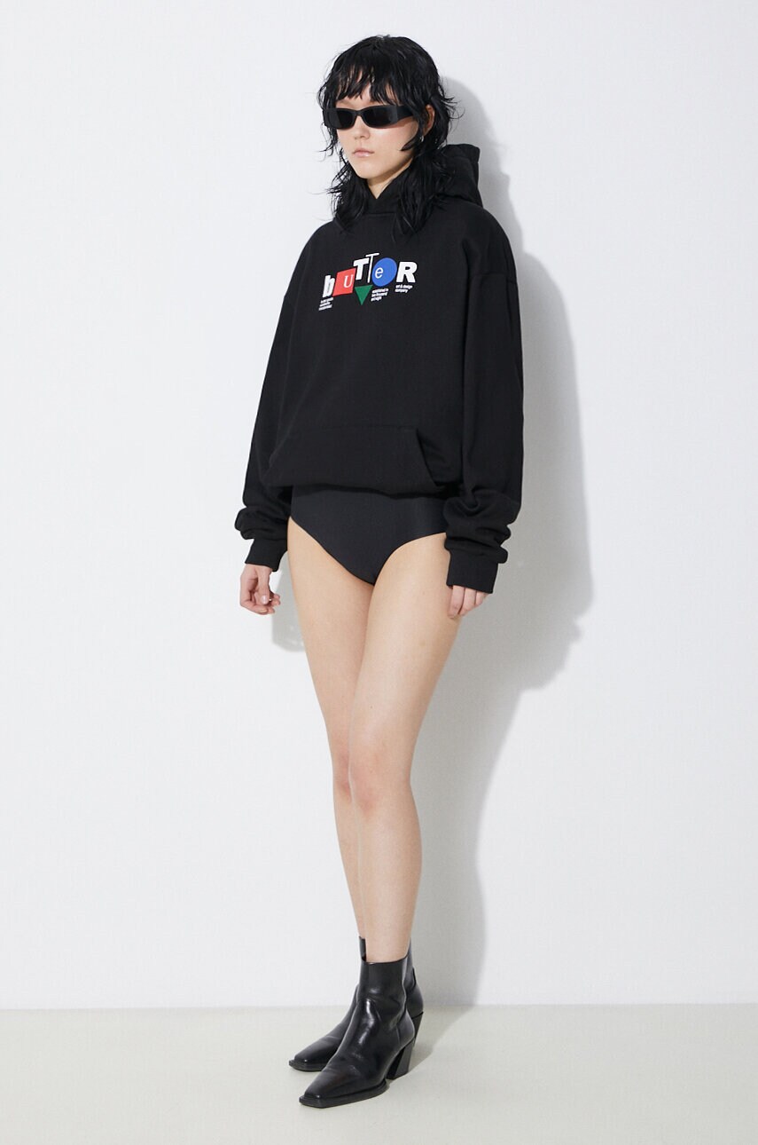 Кофта Butter Goods Design Co колір чорний з капюшоном з принтом BGQ1241502