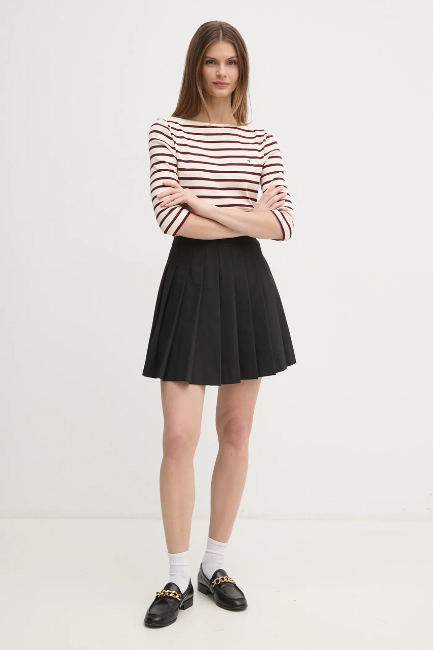 Бавовняний лонгслів Tommy Hilfiger колір бежевий WW0WW40589