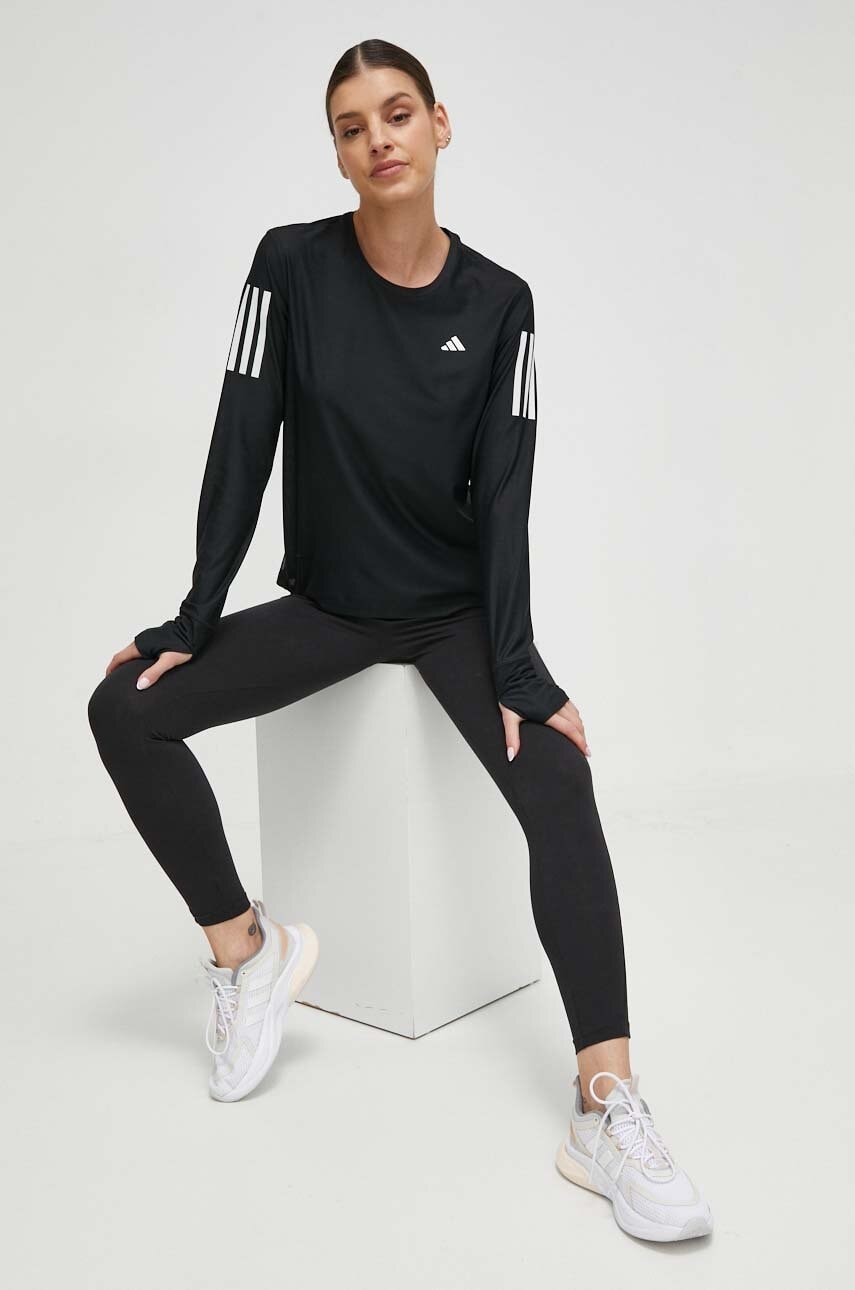 Лонгслів до бігу adidas Performance Own the Run колір чорний