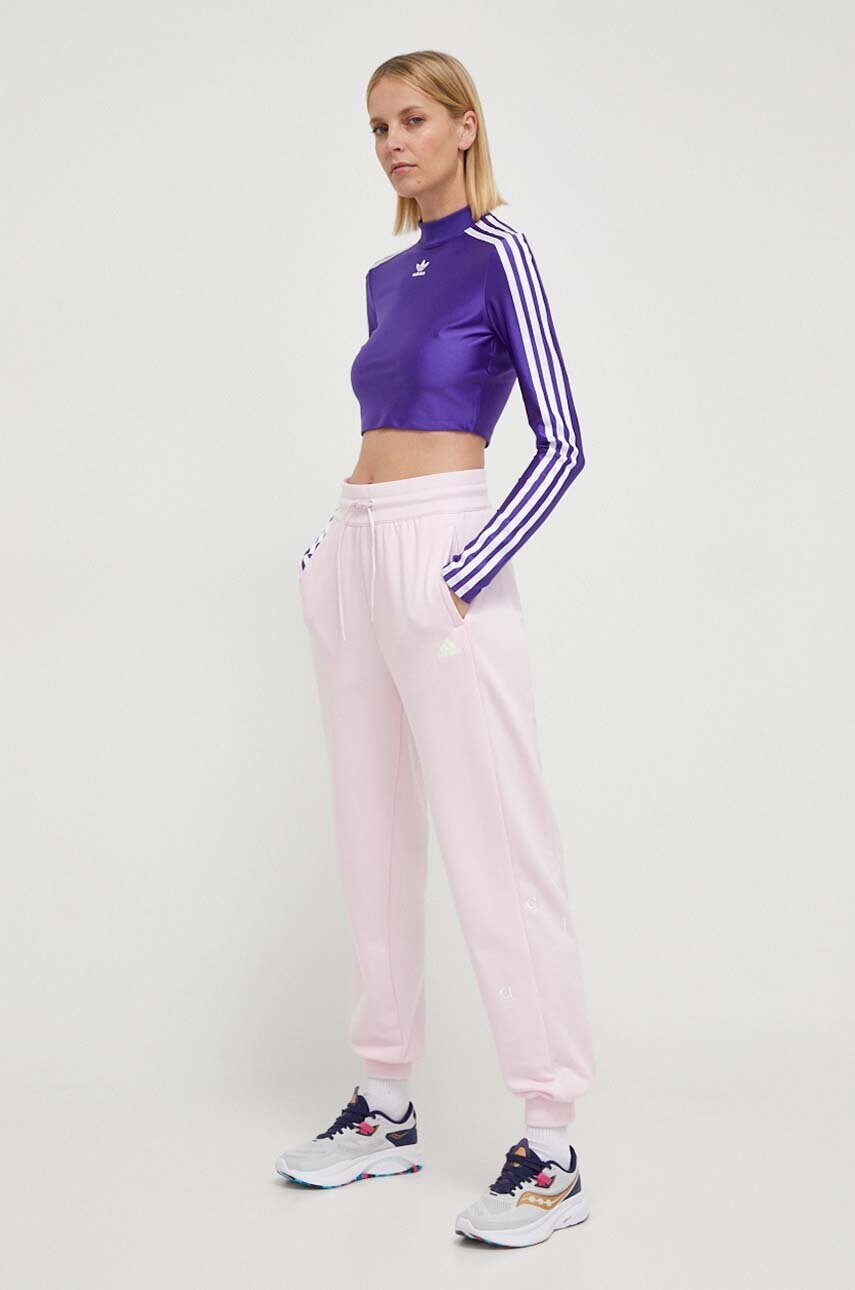 Лонгслів adidas Originals жіночий колір фіолетовий півгольф