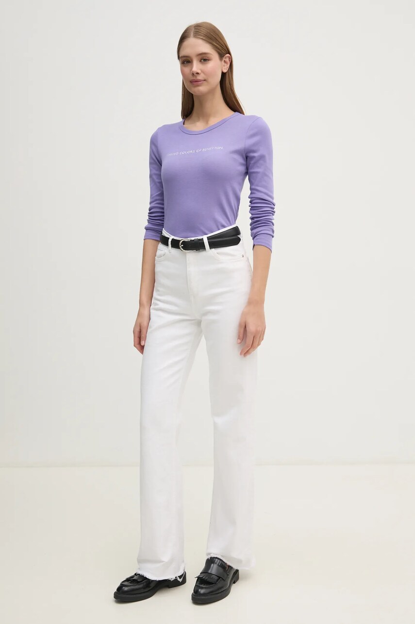 Бавовняний лонгслів United Colors of Benetton колір фіолетовий 3GA2E16G0