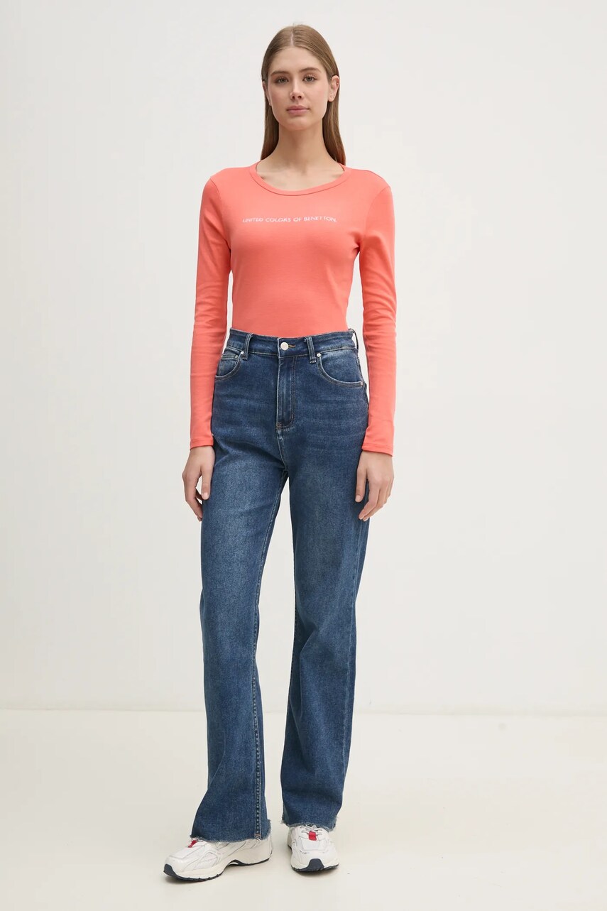Бавовняний лонгслів United Colors of Benetton колір фіолетовий 3GA2E16G0