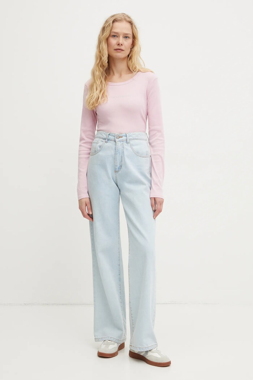 Бавовняний лонгслів United Colors of Benetton колір фіолетовий 3GA2E16G0