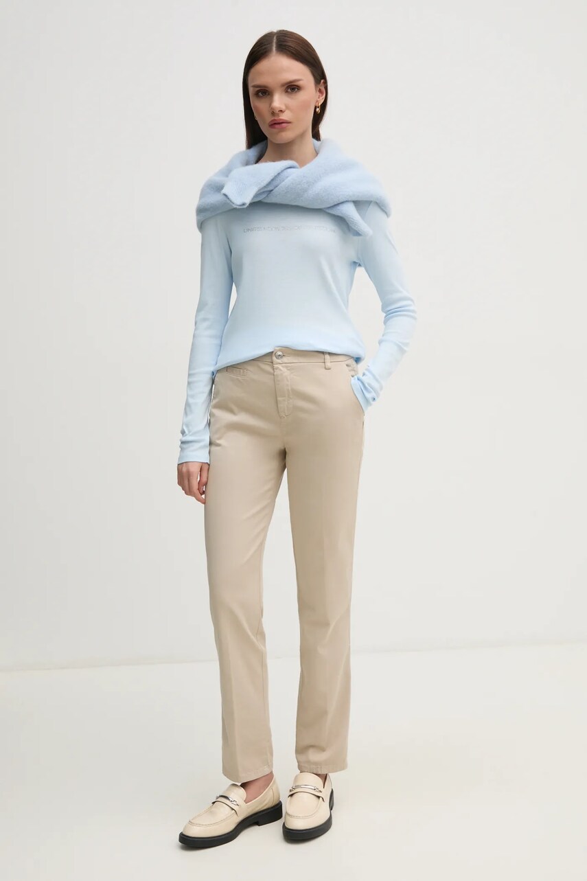 Бавовняний лонгслів United Colors of Benetton колір фіолетовий 3GA2E16G0