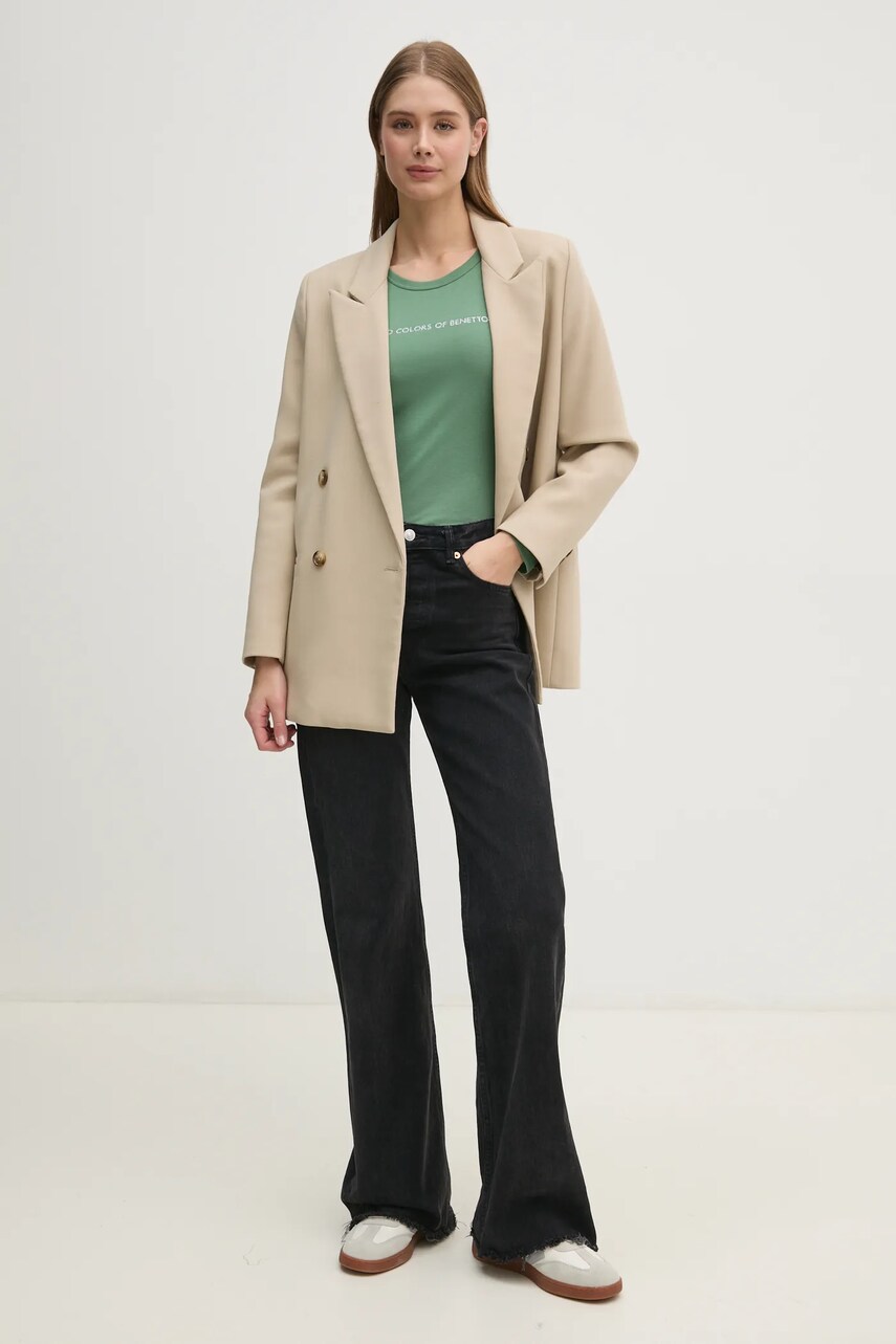 Бавовняний лонгслів United Colors of Benetton колір фіолетовий 3GA2E16G0