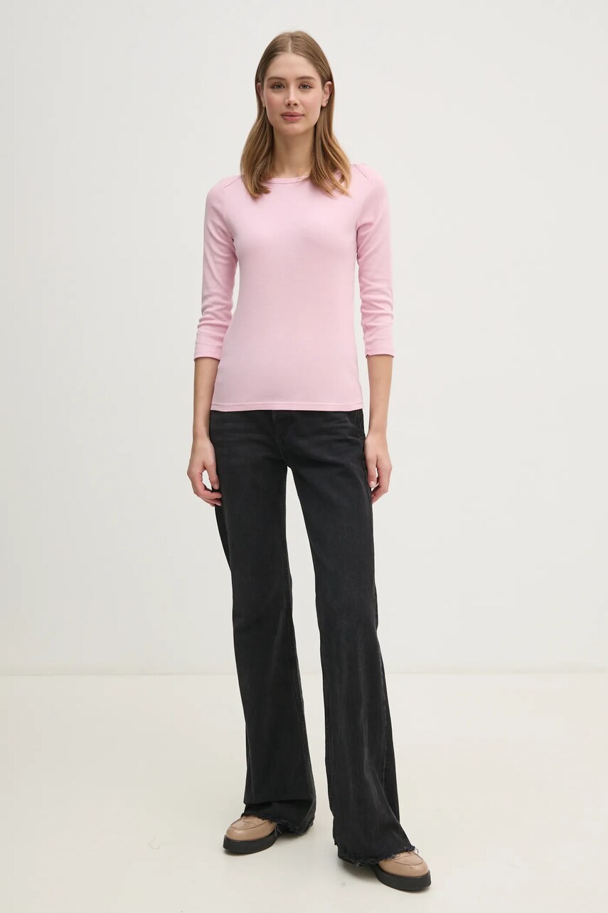 Бавовняний лонгслів United Colors of Benetton колір рожевий 3GA2E16A1