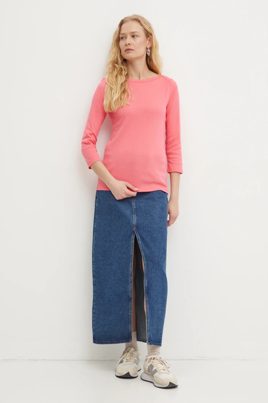 Бавовняний лонгслів United Colors of Benetton колір рожевий 3GA2E16A1