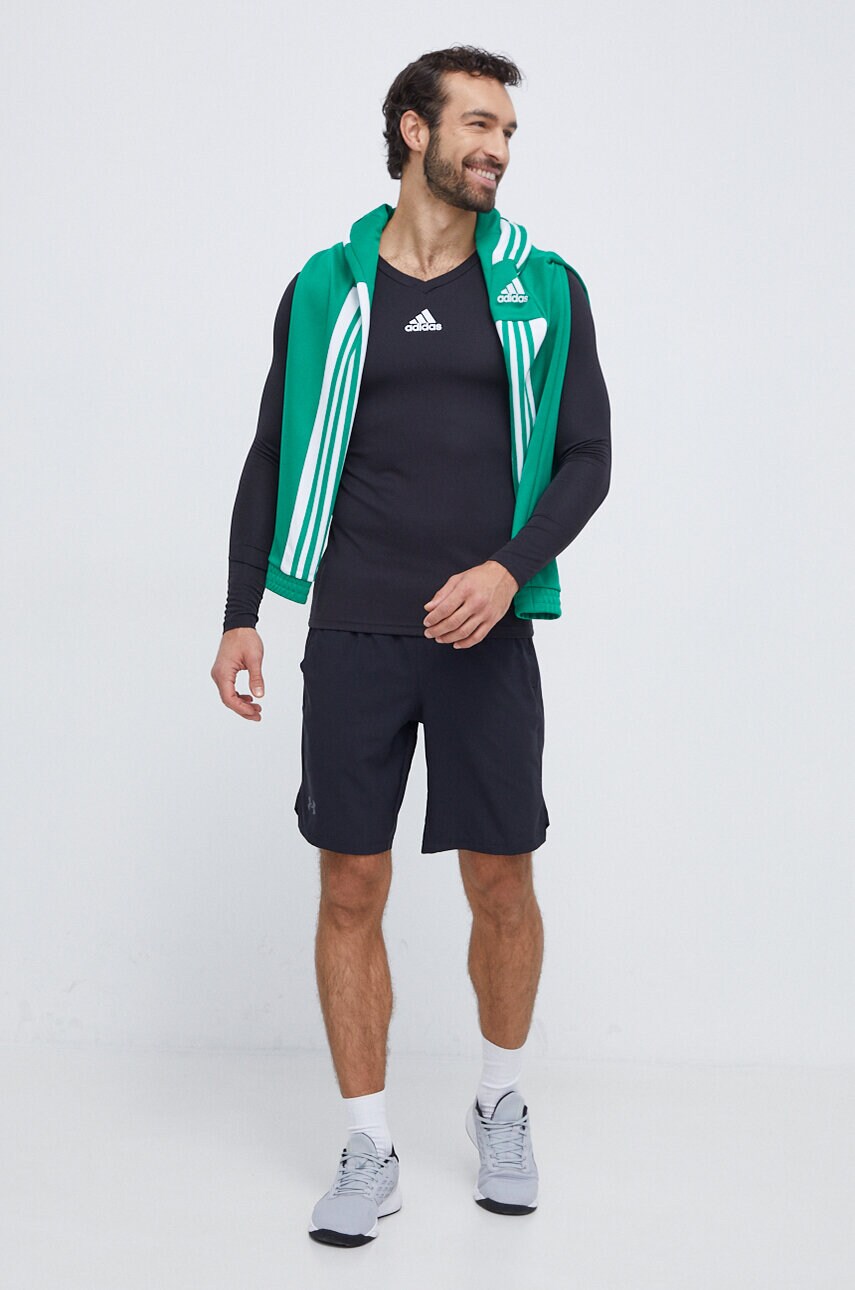 Лонгслів для тренувань adidas Performance Team Base колір чорний з принтом