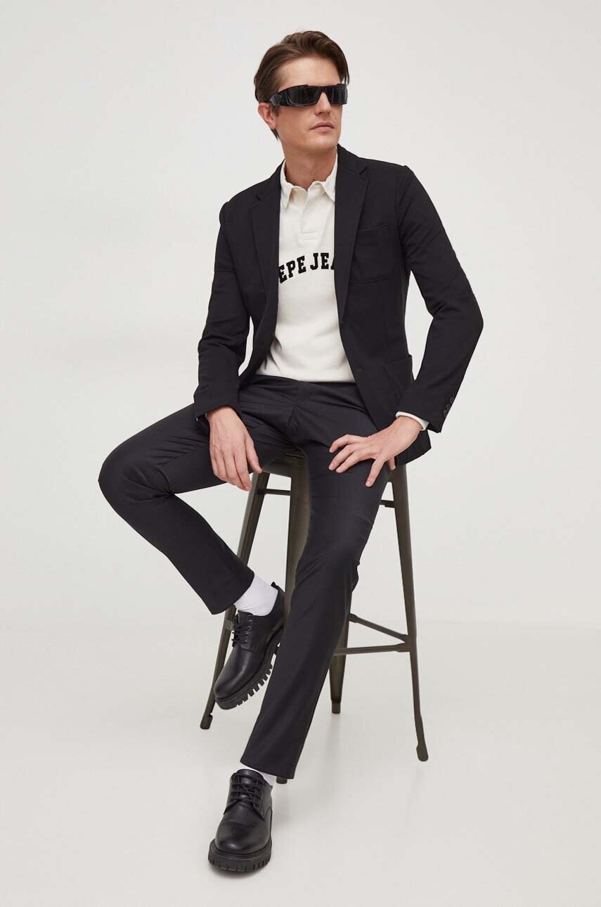 Бавовняний лонгслів Pepe Jeans Harry колір бежевий з аплікацією PM542100