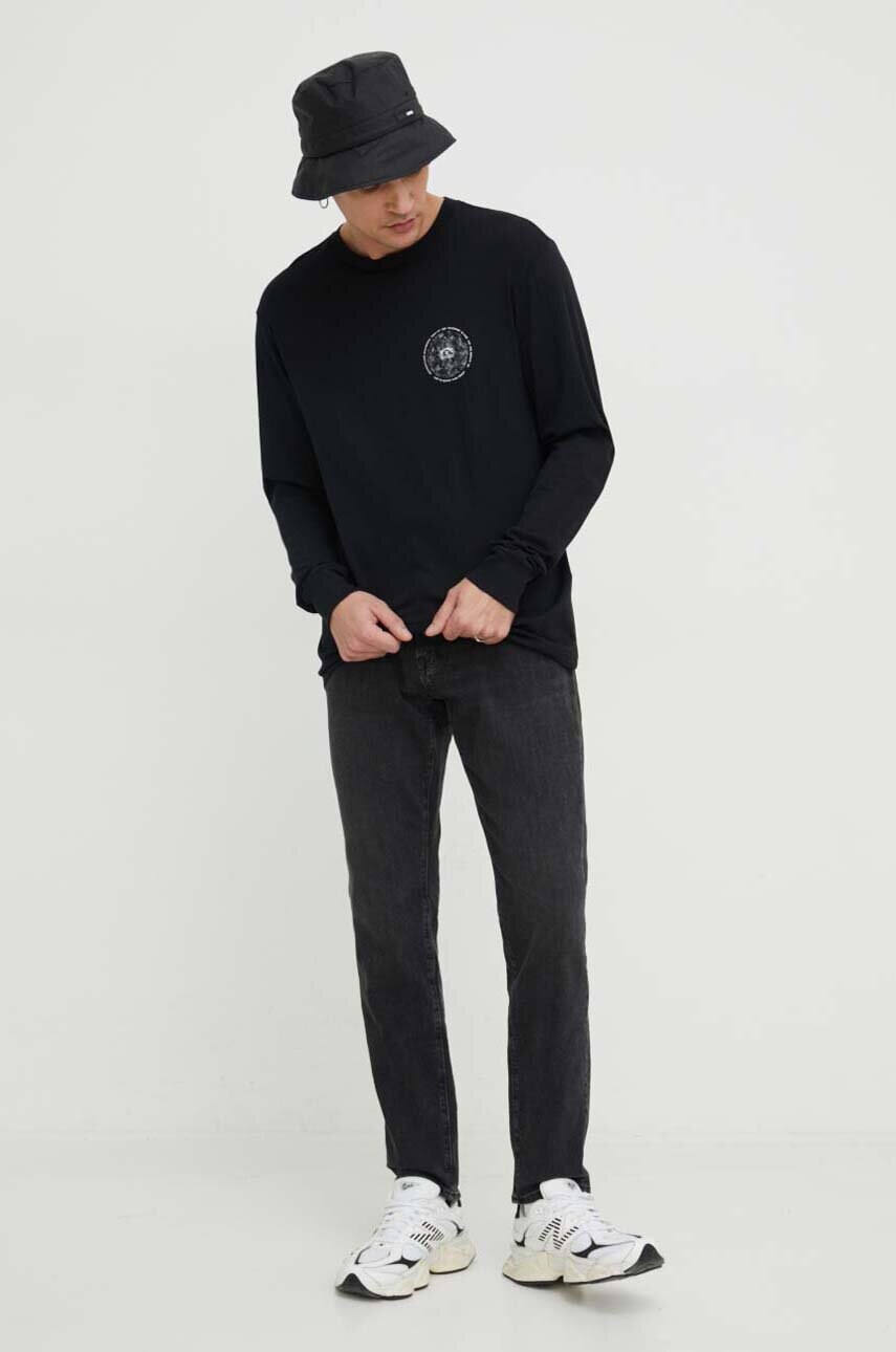 Бавовняний лонгслів Billabong BILLABONG X CORAL GARDENERS колір чорний з принтом