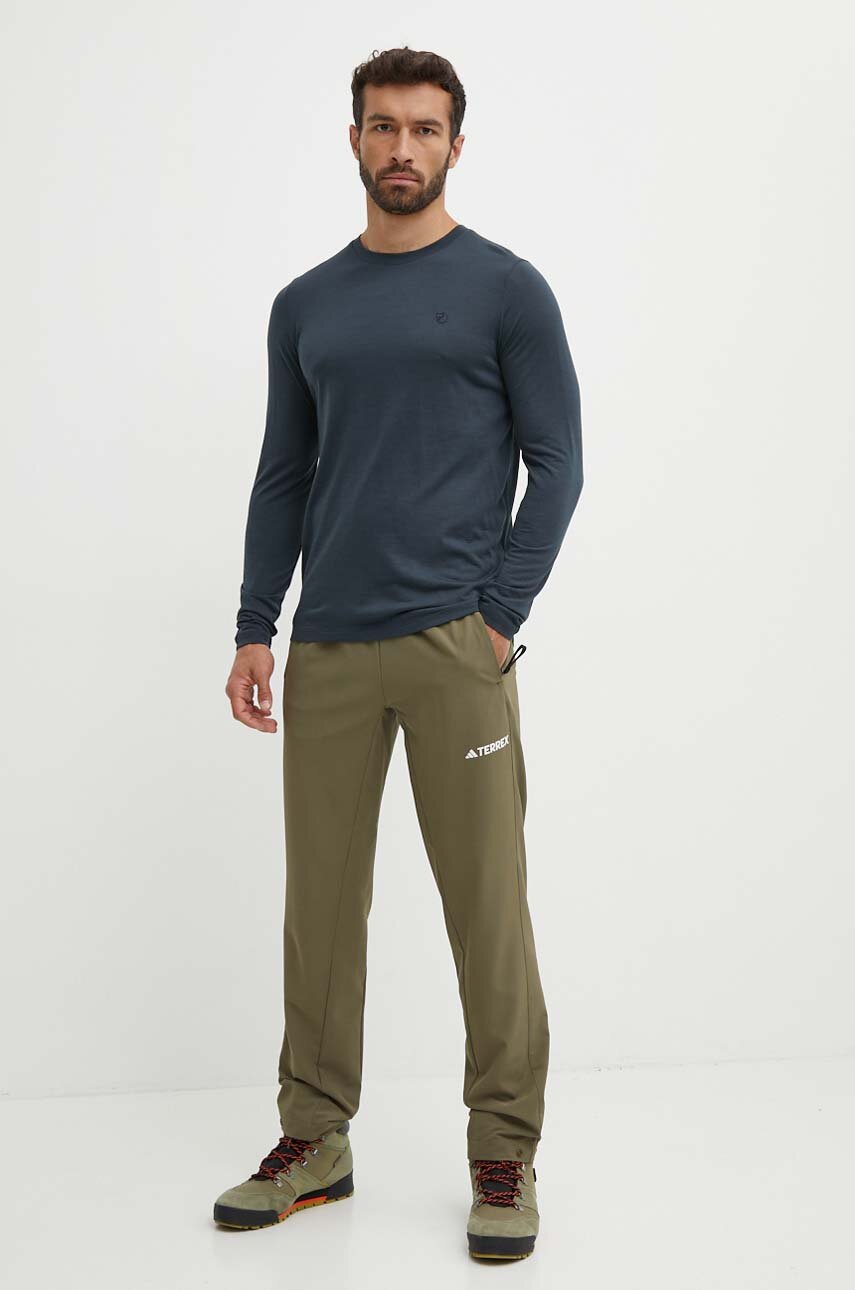 Спортивний лонгслів Fjallraven Abisko Wool колір синій однотонний F87194