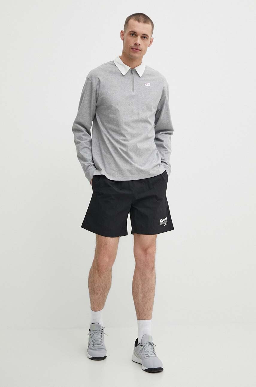 Бавовняний лонгслів Reebok Court Sport колір сірий меланж 100076423