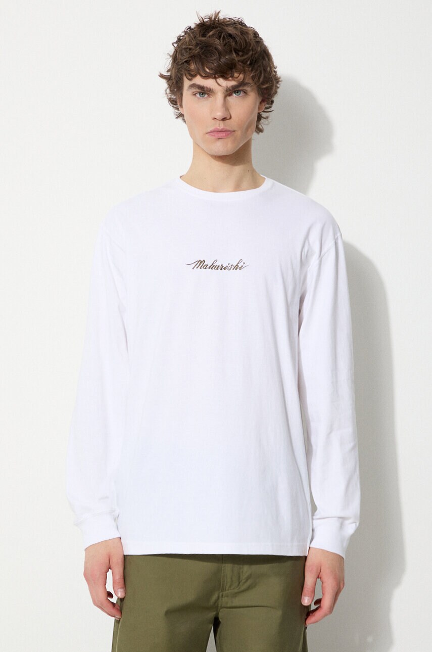 Бавовняний лонгслів Maharishi Dragon Bamboo колір білий з аплікацією 5080.WHITE