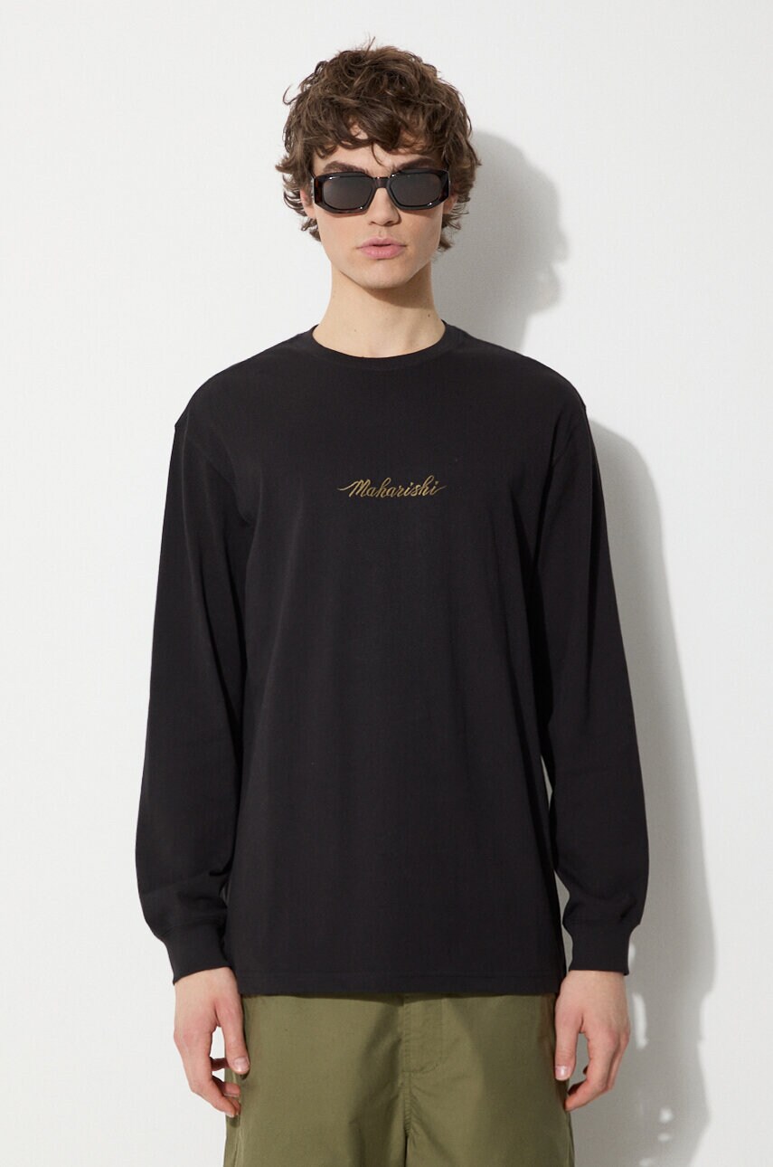 Бавовняний лонгслів Maharishi Dragon Bamboo колір чорний з аплікацією 5080.BLACK