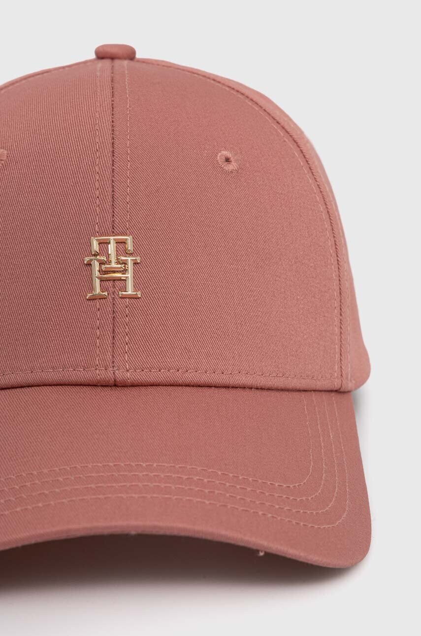 Бавовняна бейсболка Tommy Hilfiger колір рожевий однотонна