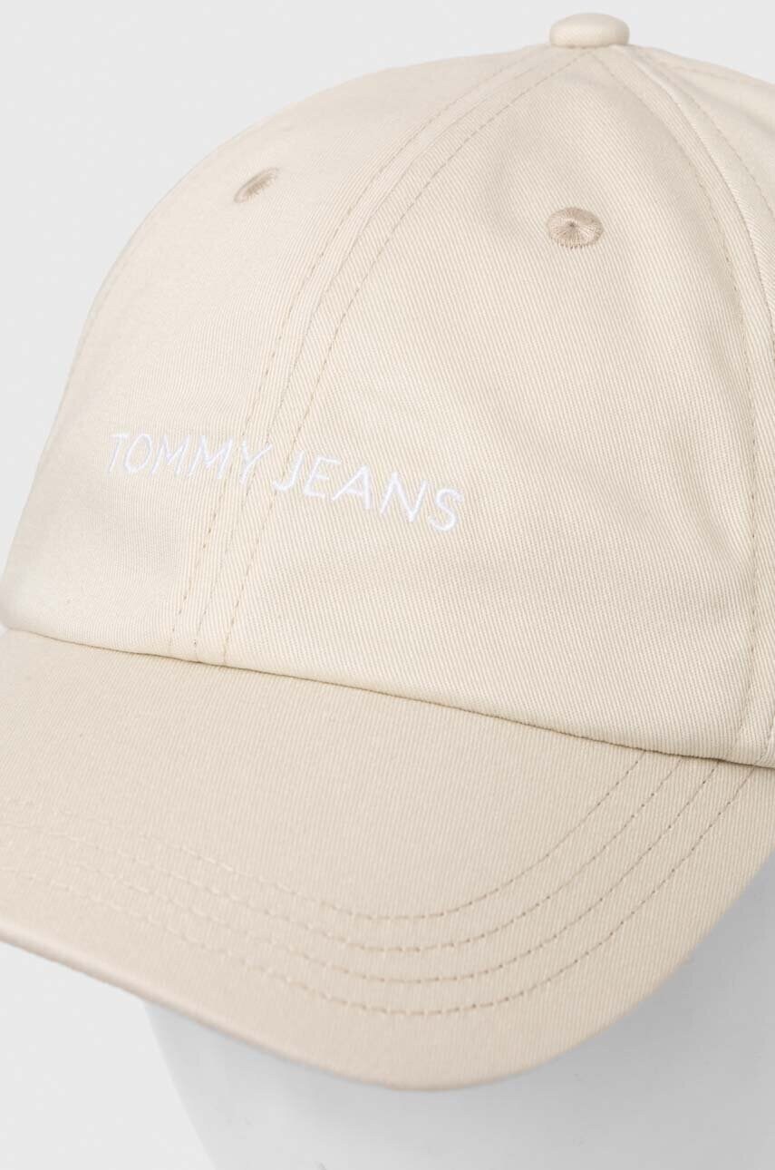 Бавовняна бейсболка Tommy Jeans колір бежевий однотонна