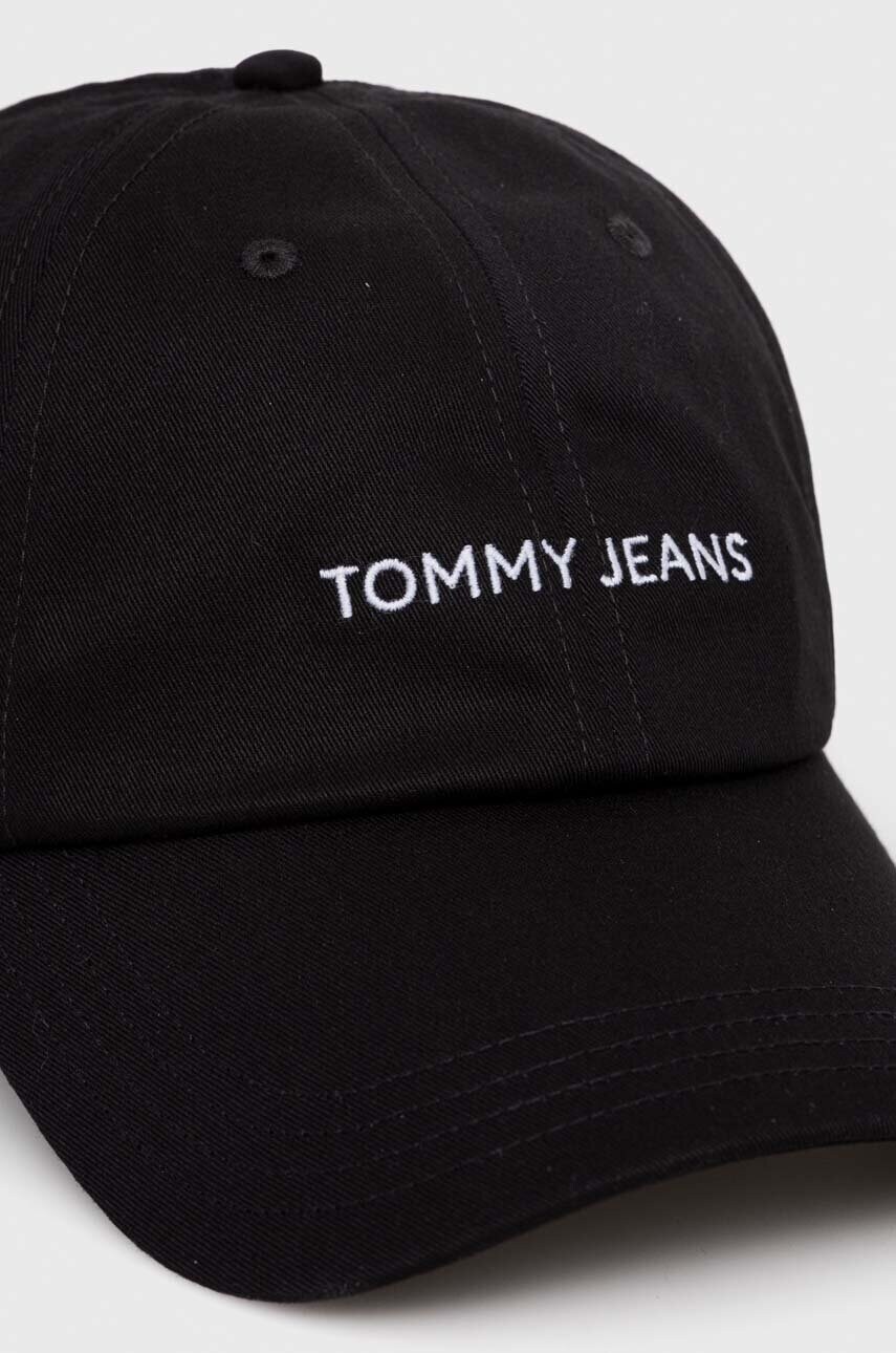 Бавовняна бейсболка Tommy Jeans колір чорний однотонна