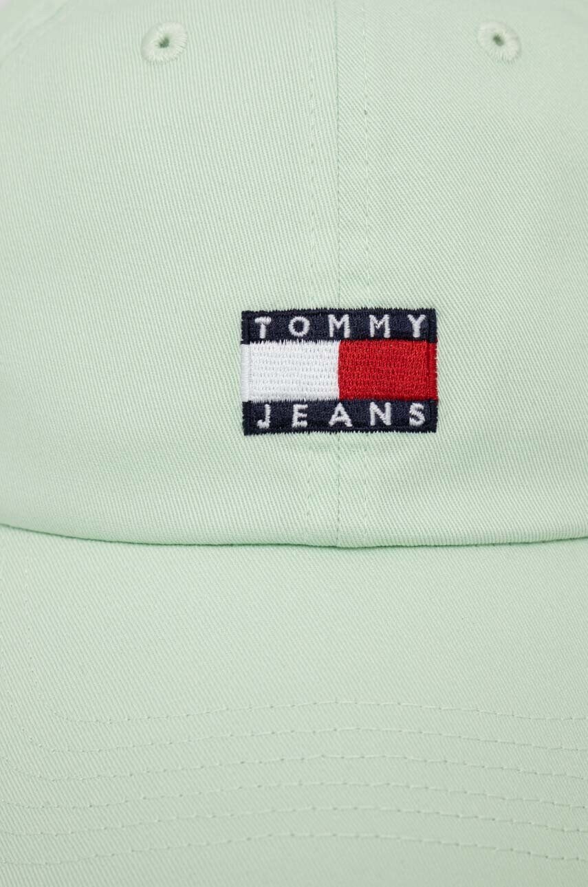 Бавовняна бейсболка Tommy Jeans колір зелений з аплікацією