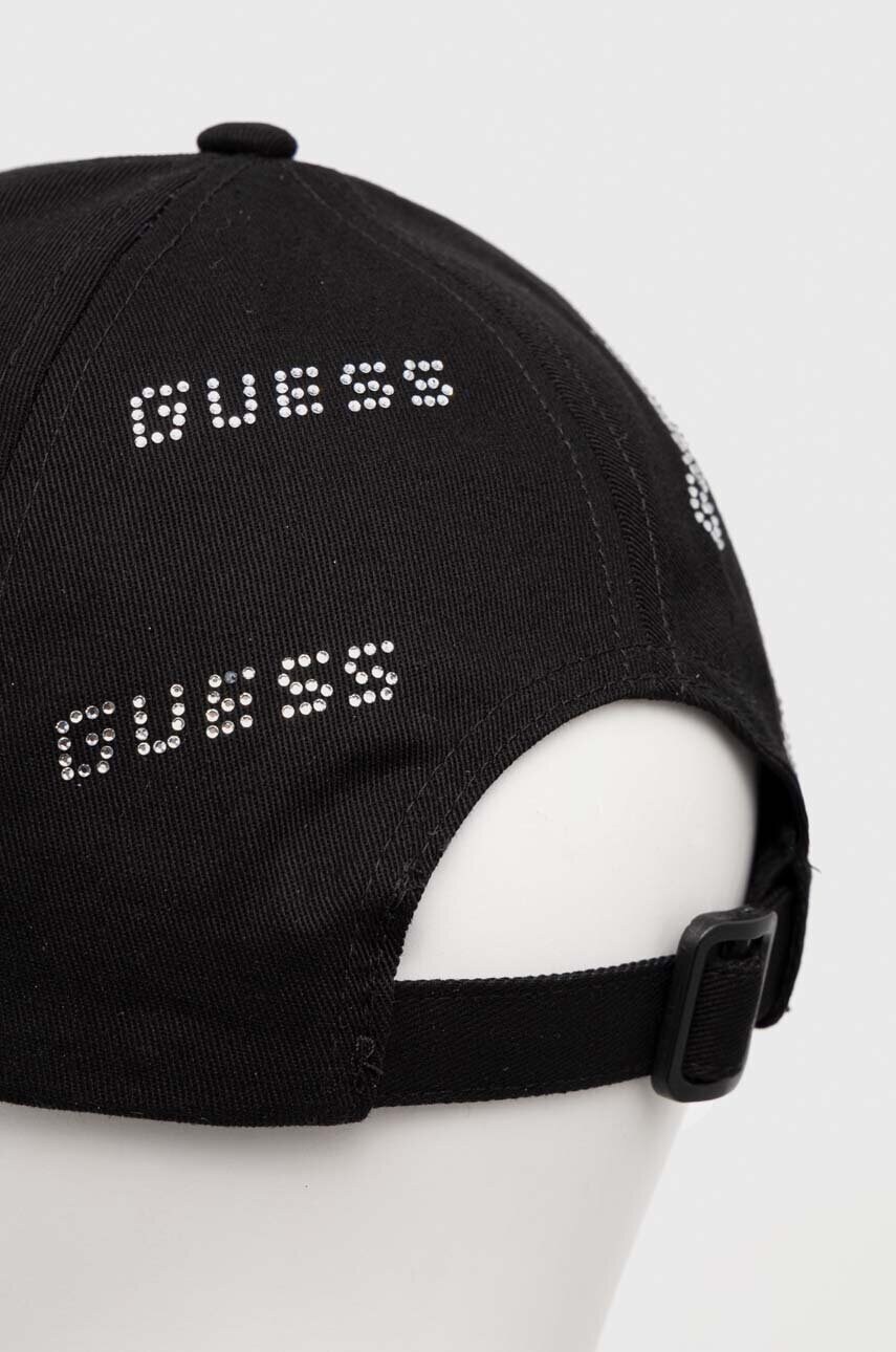 Бавовняна бейсболка Guess колір чорний з аплікацією