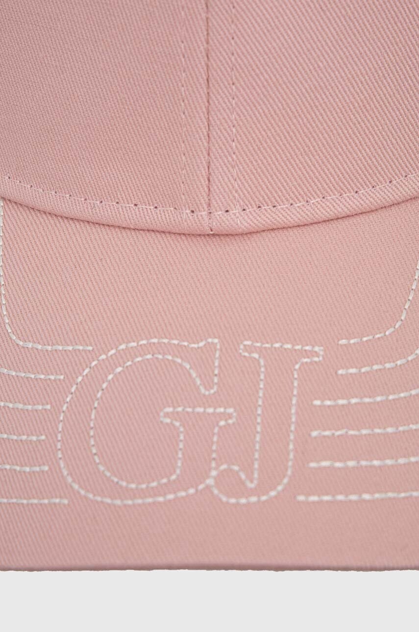 Бавовняна бейсболка Guess колір рожевий з аплікацією