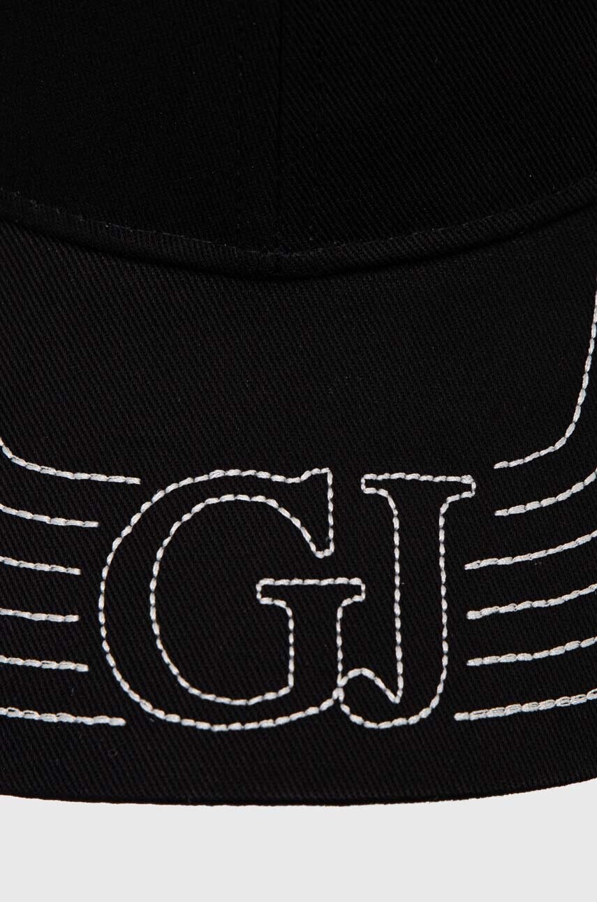 Бавовняна бейсболка Guess колір чорний з аплікацією
