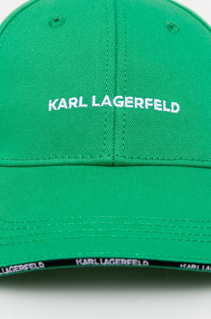 Бавовняна бейсболка Karl Lagerfeld колір рожевий з аплікацією