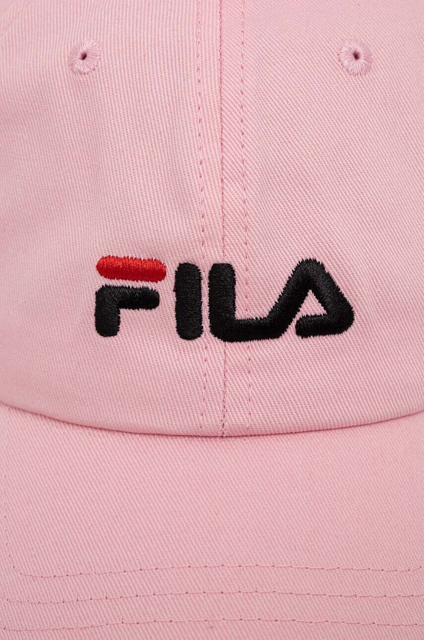 Бавовняна бейсболка Fila колір рожевий з аплікацією