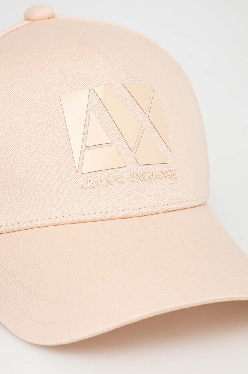 Бавовняна бейсболка Armani Exchange колір помаранчевий з аплікацією