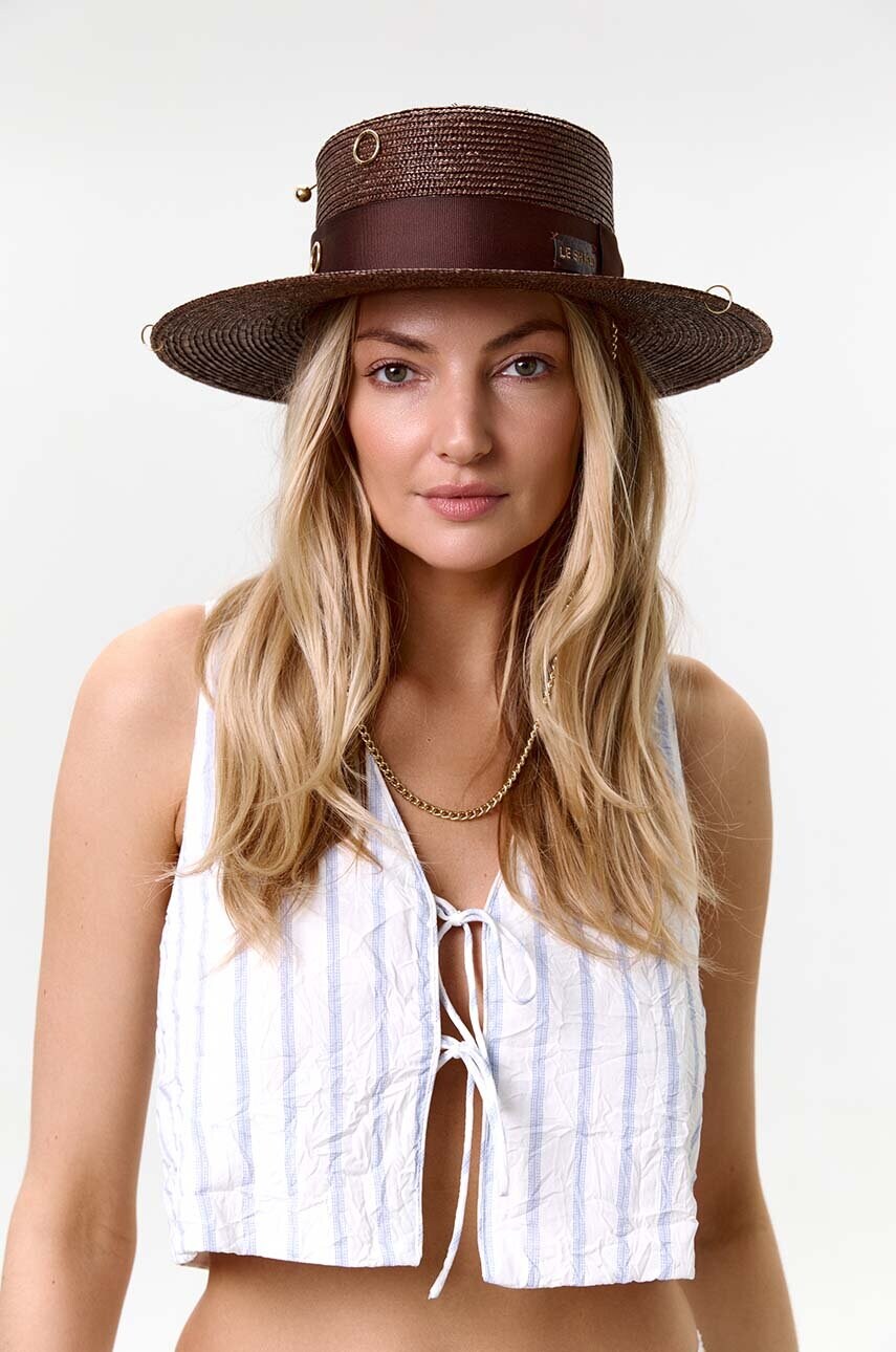 Капелюх LE SH KA headwear Gold Canotier колір чорний вовна GoldCanotier