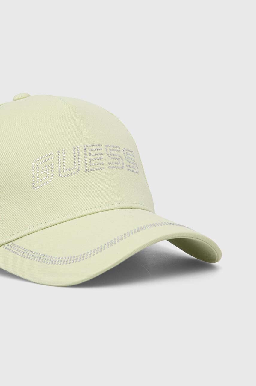 Бавовняна бейсболка Guess колір зелений з аплікацією
