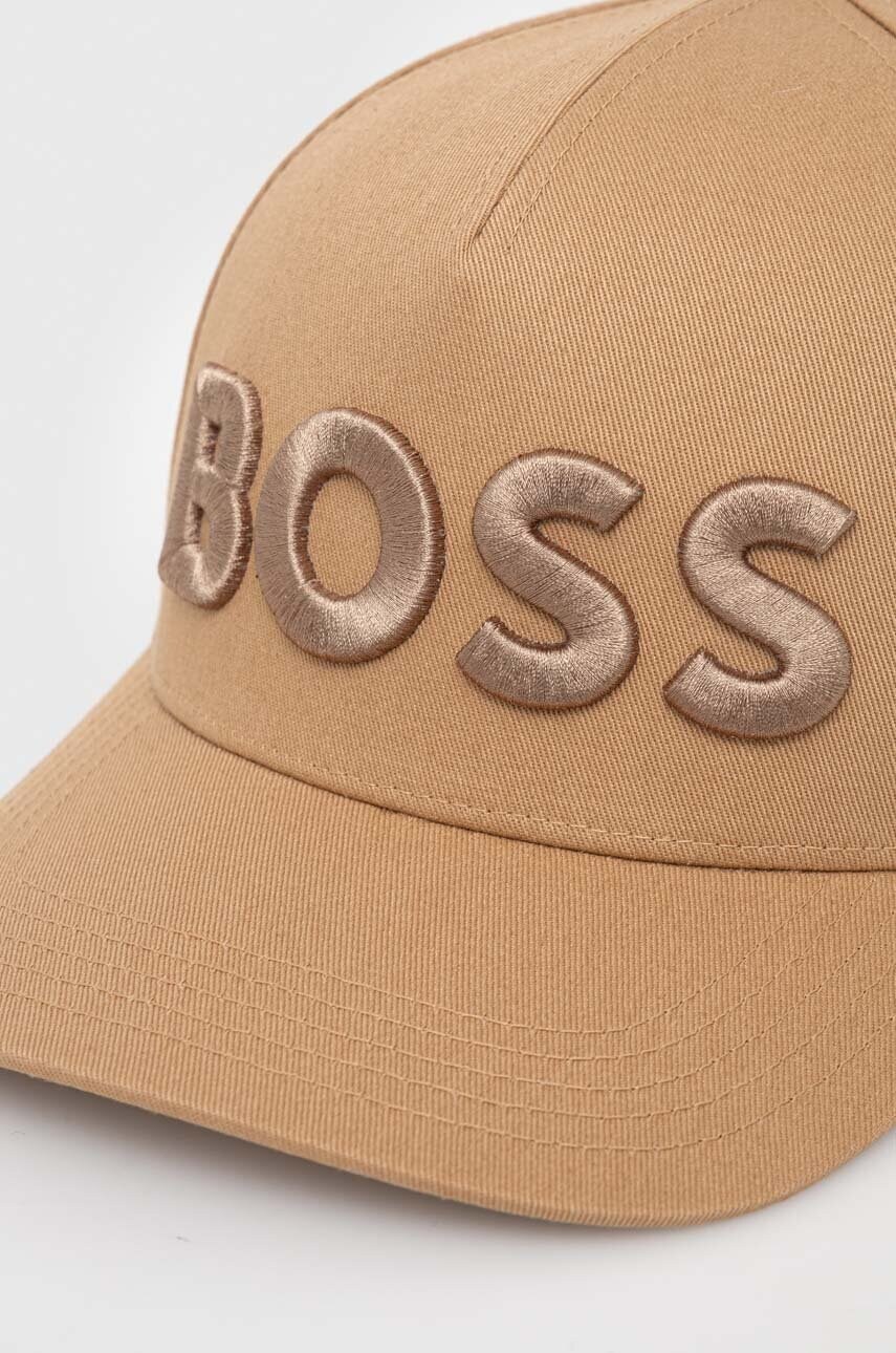 Кепка BOSS колір бежевий з аплікацією