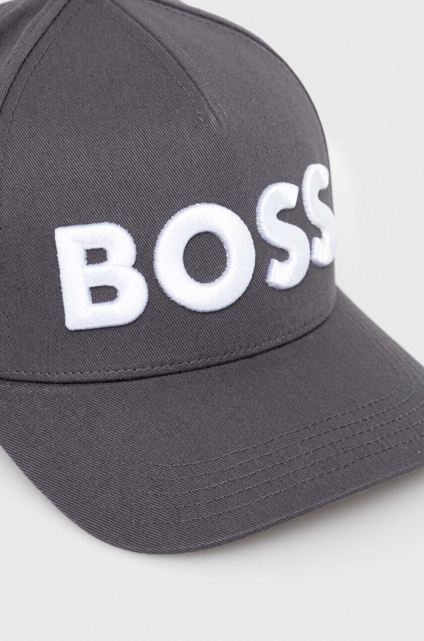 Кепка BOSS колір сірий з аплікацією