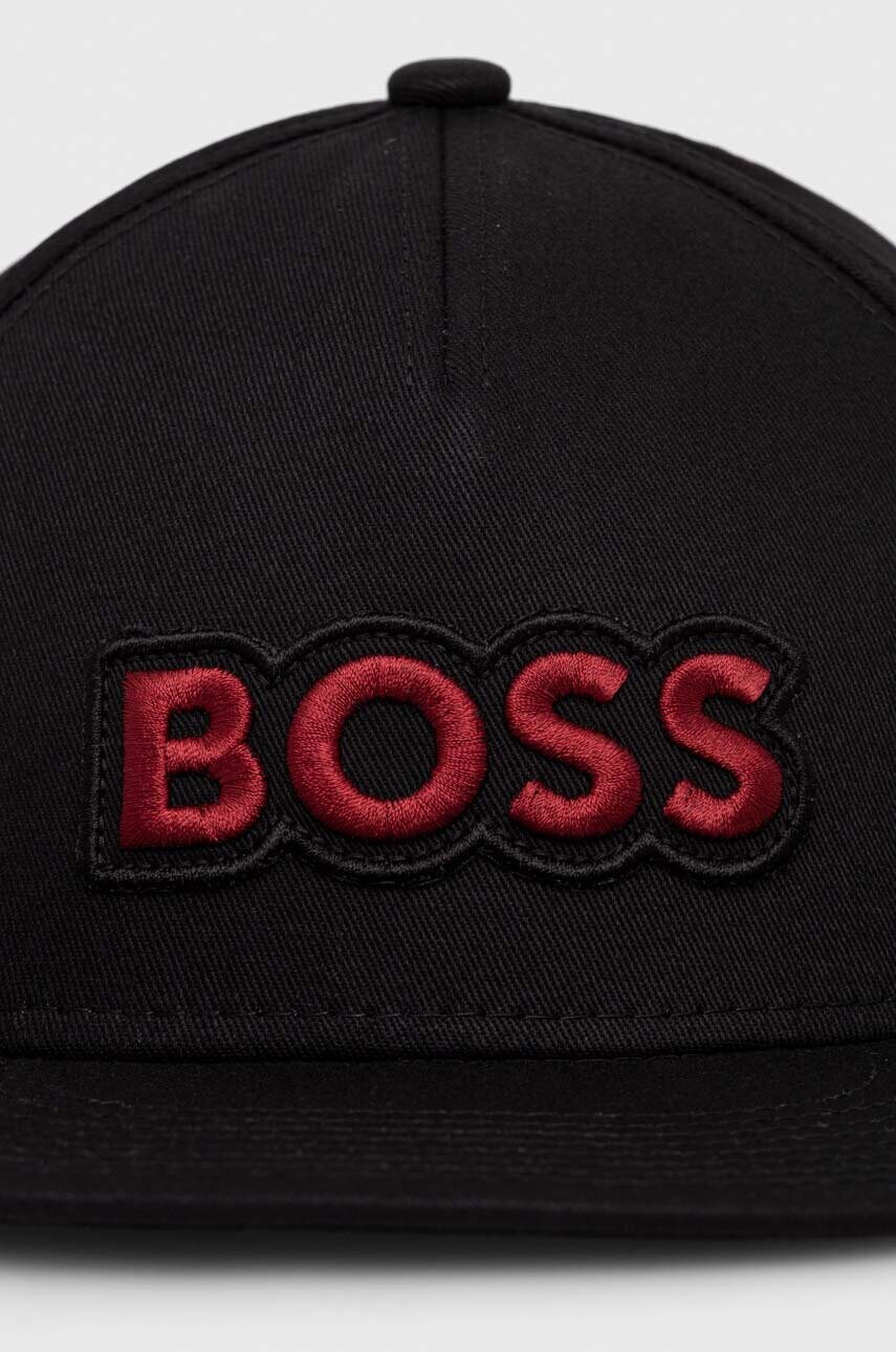 Бавовняна бейсболка Boss Orange колір чорний з аплікацією