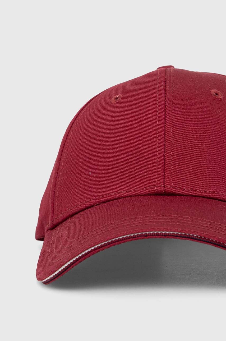 Бавовняна бейсболка Tommy Hilfiger колір бордовий однотонна