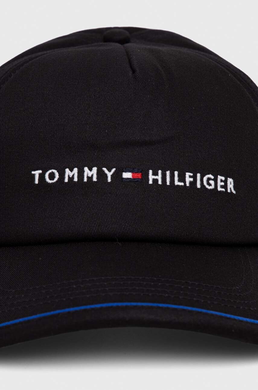 Бавовняна бейсболка Tommy Hilfiger колір чорний з аплікацією