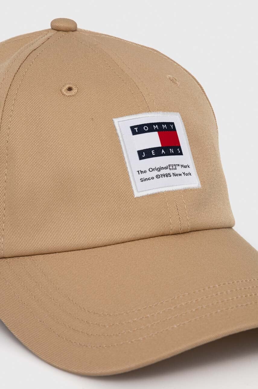 Бавовняна бейсболка Tommy Jeans колір бежевий з аплікацією