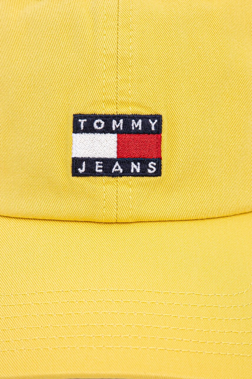 Бавовняна бейсболка Tommy Jeans колір жовтий з аплікацією
