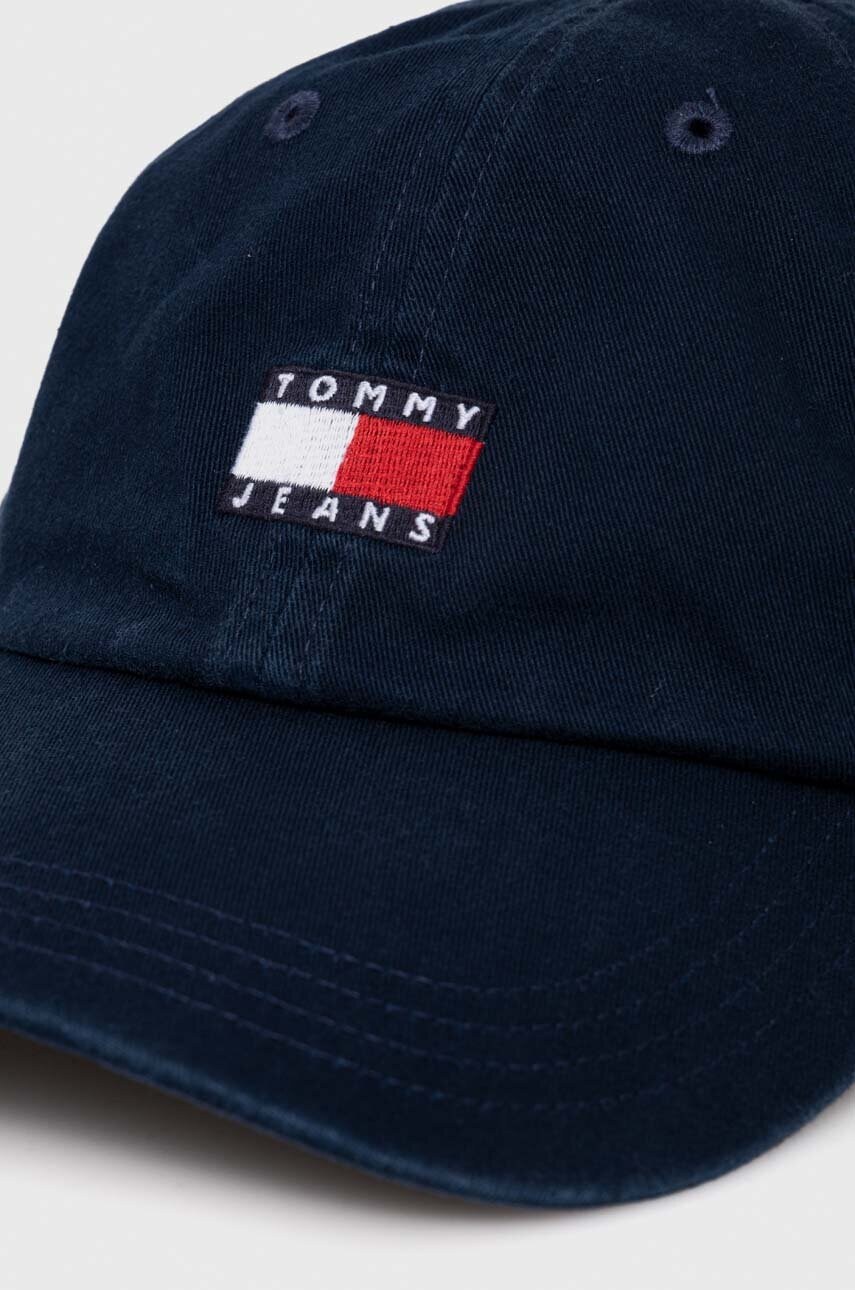 Бавовняна бейсболка Tommy Jeans колір синій з аплікацією